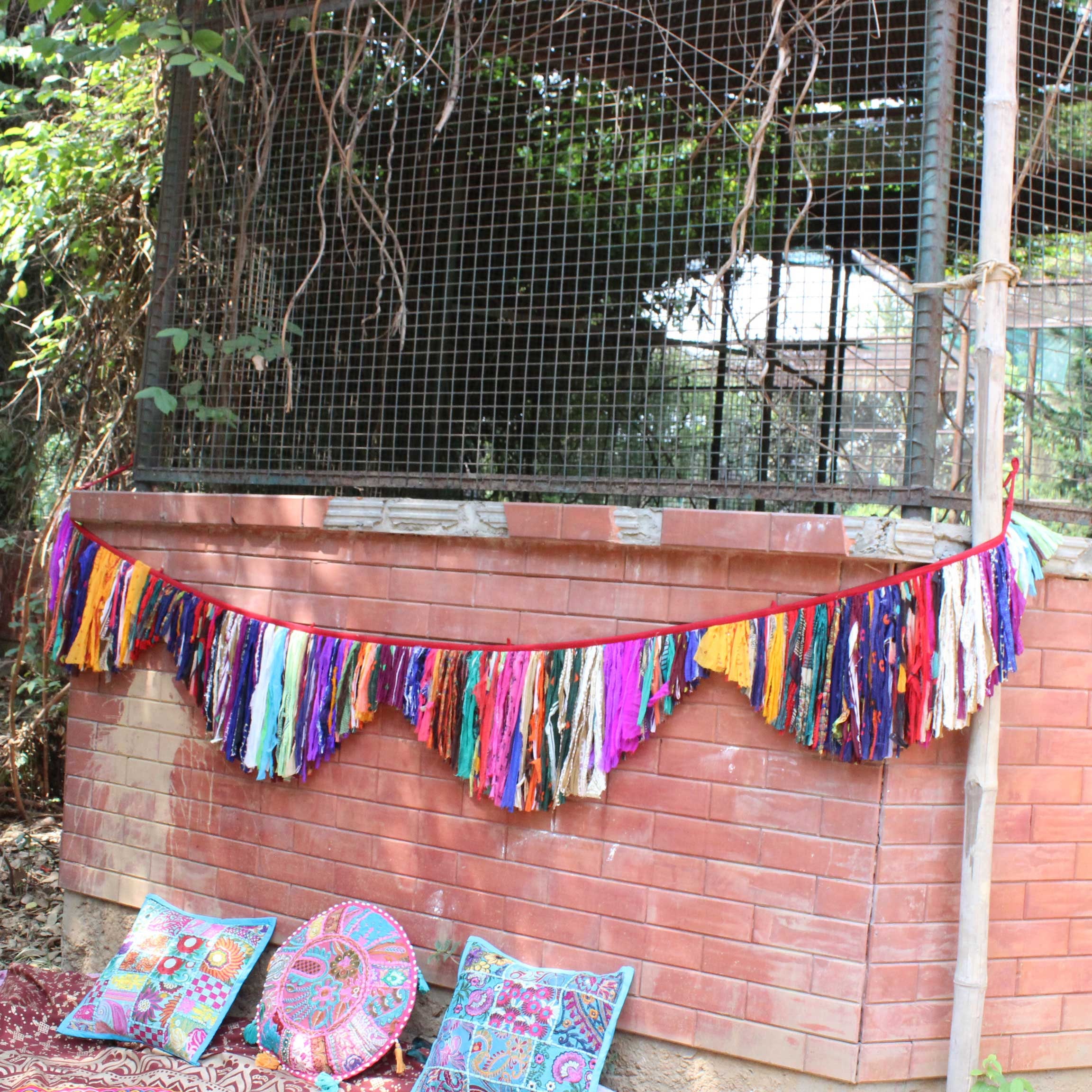 Colorful Boho Rag Curtains Hippie Garland Gypsy Curtains Etsy