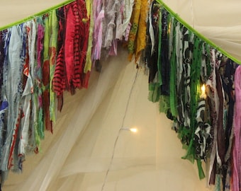 Guirnalda de sari indio personalizada: Decoración boho para colgar en la pared