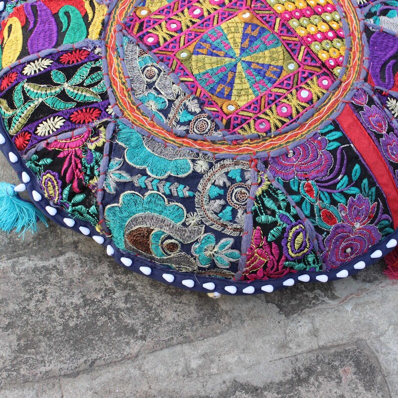 17 Navy Blue Floor Pillow Cover Indian Deco Round Pillow Etsy