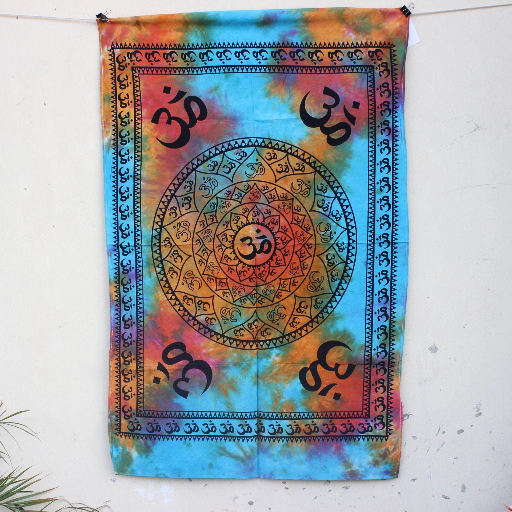 Wall Hanging Meaning In Hindi Tie dye OM Wall hanging Hindi Tapestry Aum Indian spiritual | Etsy