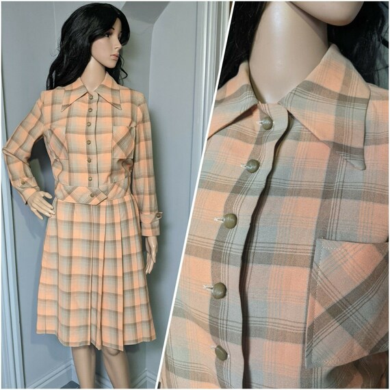 Vintage 1930s Plaid Two Piece Suit Jacket Top Plea