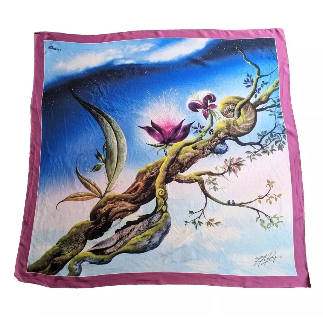 Carl W Rohrig Silk Foulard Fantastic Naturilsm Fantasy Art Large Scarf ...