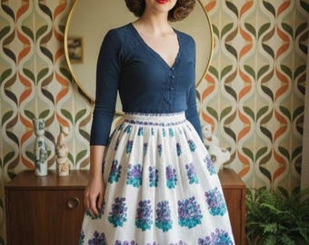 Falda Dirndl floral pictórica de San Miguel, años 50, talla S 50s 8 36 26" / Reino Unido 8 / UE 36 / EE. UU. 4