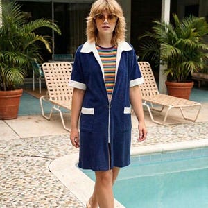 towelling beach dress womens Hooded Towel Dress in Black or White