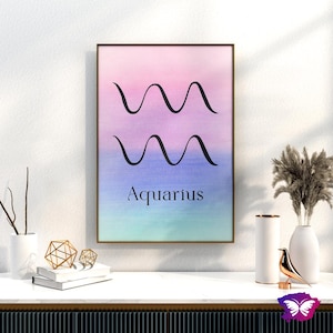 Aquarius Printable wall art, Aquarius Gifts, Aquarius baby room Decor, Zodiac Gifts, Aquarius Birthday Gift, Astrology digital download