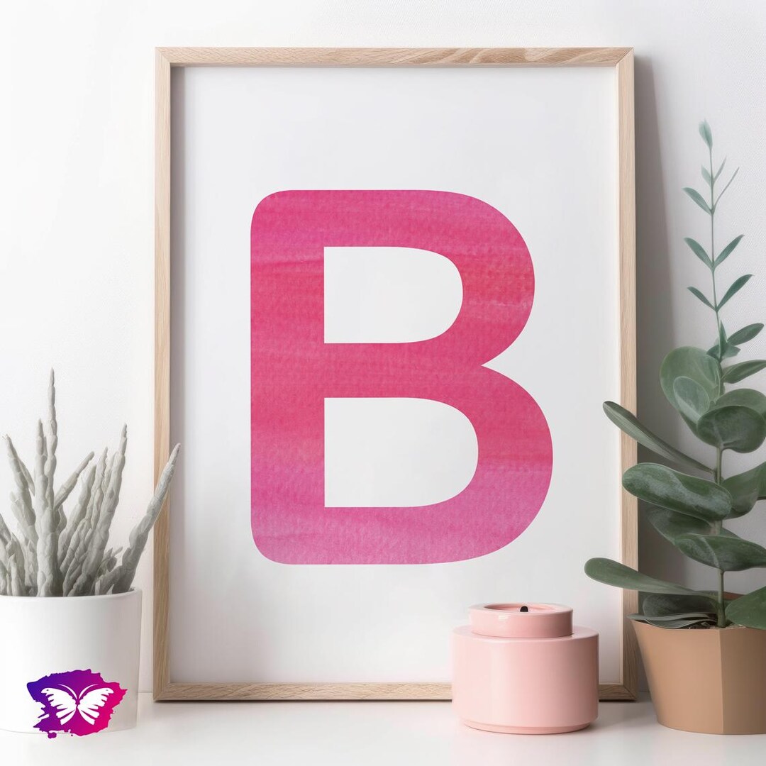 Pink Printable Wall Art | Letter B Poster | Baby Room Decor | B Initial ...