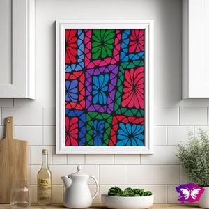 Printable Wall Art | Digital Download | Maximalist Abstract Wall Art | Colorful Wall Art | Zentangle Print Wall Art | Above Bed Decor