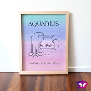 Aquarius Printable wall art, Aquarius Gifts, Aquarius baby room Decor, Zodiac Gifts, Aquarius Birthday Gift, Astrology digital download