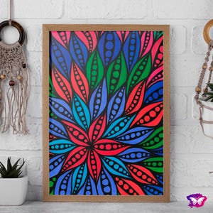 Printable Wall Art | Digital Download | Maximalist Abstract Wall Art | Colorful Wall Art | Zentangle Print Wall Art | Above Bed Decor
