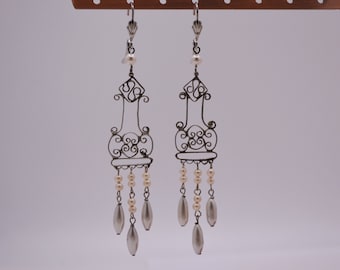 Boucles d'oreilles Metal Strass Ancien Rousselet