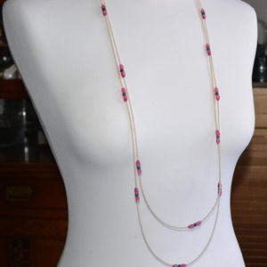 Long necklace, pearly beads, stone necklace