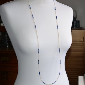 Long necklace, sautoir necklace, pearly beads, stone