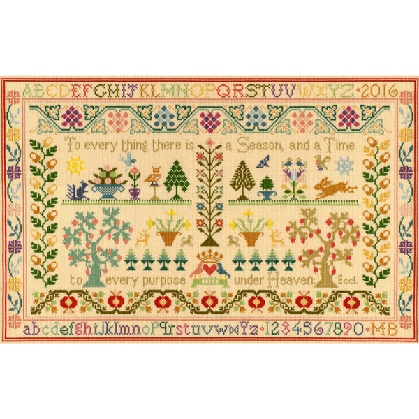 Bothy Threads Season and Time Sampler Counted Cross Stitch Kit by Moira Blackburn - 52cm x 33cm