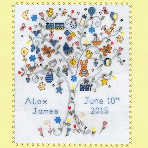 Bothy Threads Love Baby Boy Tree Kim Anderson Cross Stitch Kit - 22 x 28cm