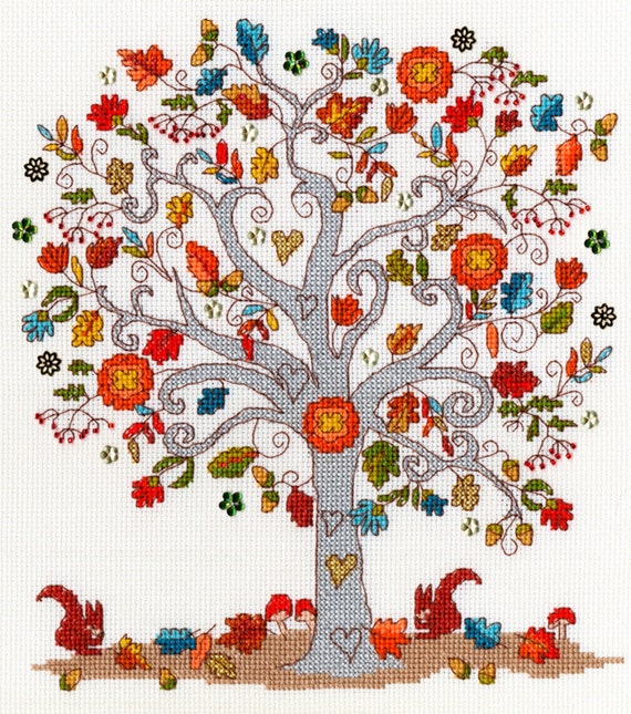 BOTHY THREADS LOVE TREE COUNTED CROSS STITCH KIT KIM ANDERSON NEW FREE DELIVERY