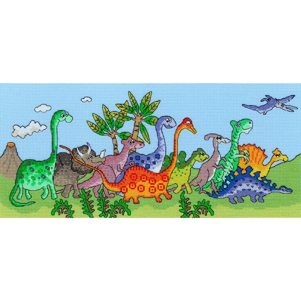 Bothy Threads Dinosaure Fun Kit point de croix compté - 38 x 16 cm