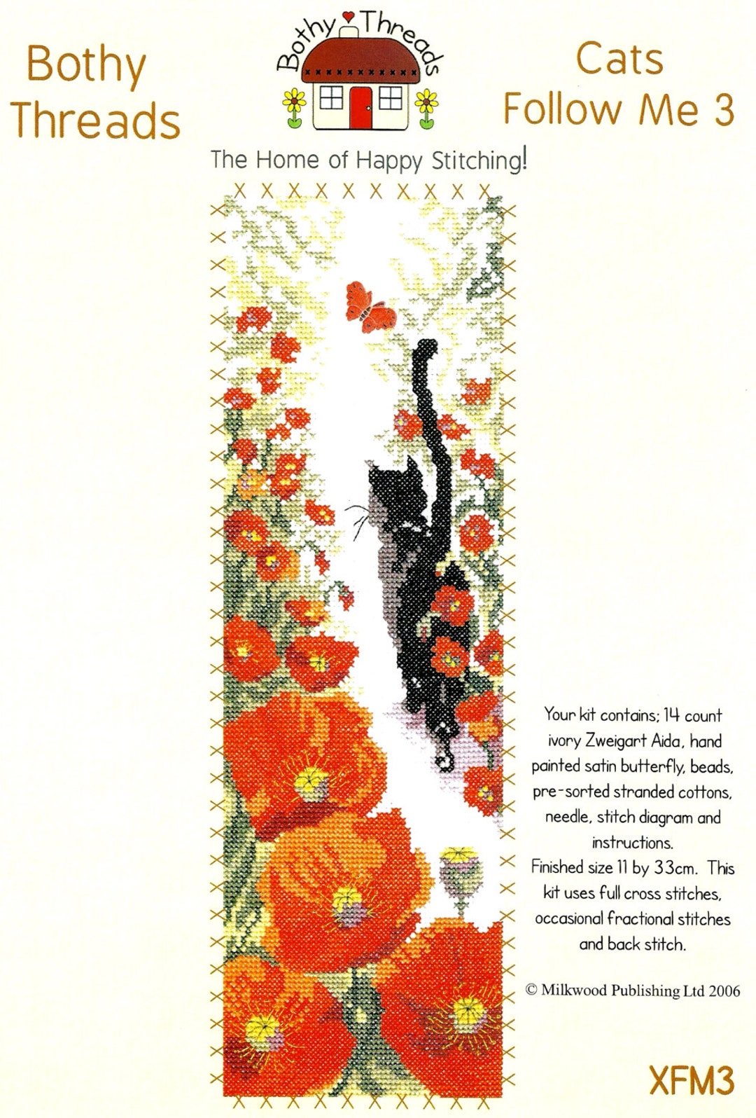 Bothy Threads Cats Follow Me 3 Counted Cross Stitch Kit 11cm X 33cm Etsy