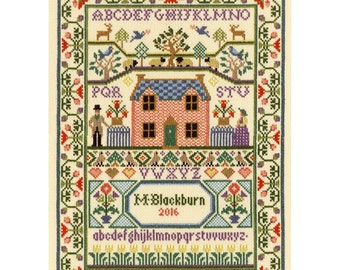 Bothy Threads Country Cottage Historical Sampler Counted Cross Stitch Kit by Moira Blackburn - 24cm x 34cm