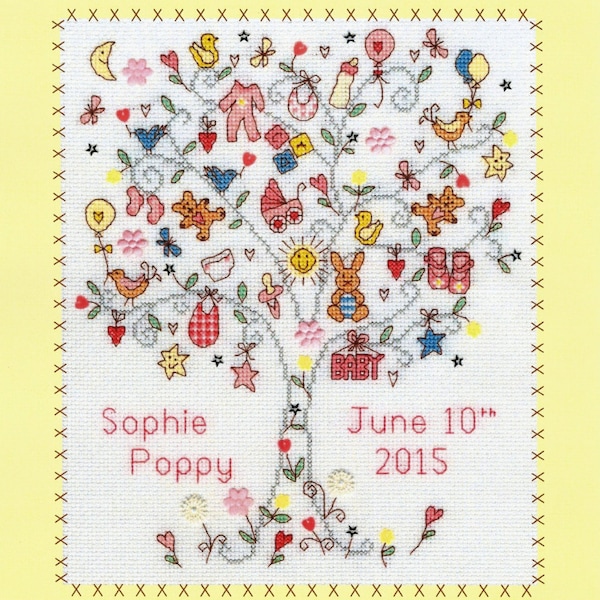 Bothy Threads Love Baby Girl Tree Kim Anderson Cross Stitch Kit - Fit for a Princess! 22x28cm