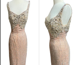 1950's Vintage Emilio Schuberth Italian Designer Couture Beaded and Sequined Gown