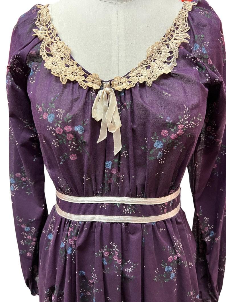 1970's Vintage Gunne Sax Floral Cotton & Lace Maxi Dress Prairie ...