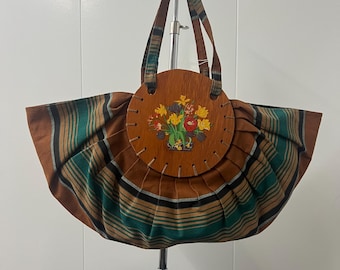 1940's Bonnie Bag Purse with Floral Applique Front & Back Excellent