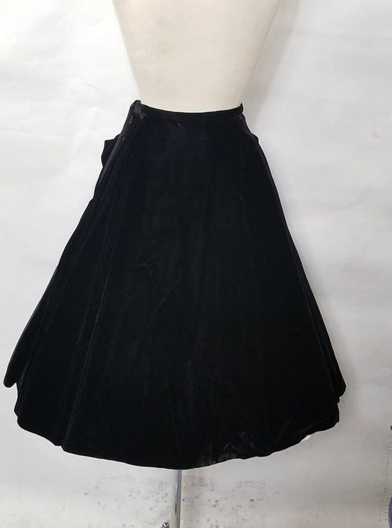 1950 Vintage Silk Velvet Skirt with Movable Butte… - image 6