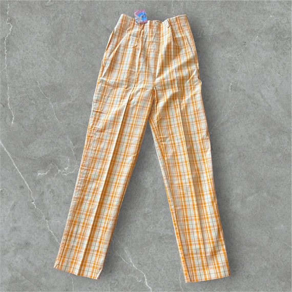 1950 1960 Vintage Sears Roebuck Tangerine Orange Plaid Capri's