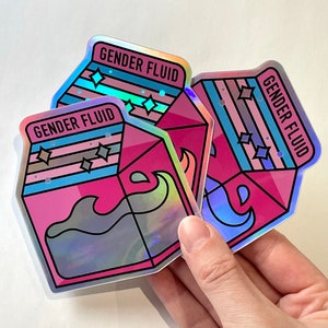 Gender Fluid Holographic Sticker | Trans Queer Nonbinary Genderfluid Pride Holo Vinyl Stickers