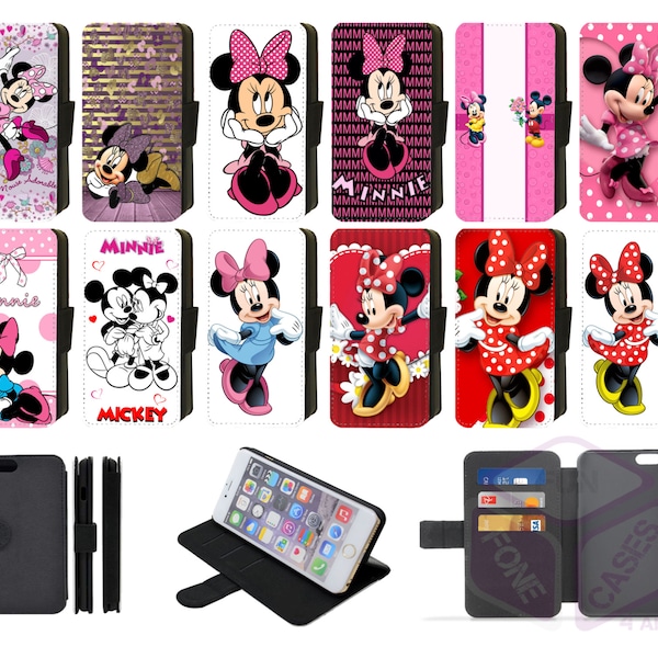 Minnie Mouse Disney Inspired Flip/Wallet Phone Case for all Apple iPhone, Google Pixel, Samsung Galaxy (S1)