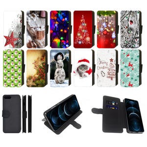 Christmas Santa Snowman Reindeer Holidays Flip\Wallet-telefoonhoes compatibel met Samsung Galaxy S8,S9,S10,S20,S21,S22,S23,S24 Plus Ultra (S2