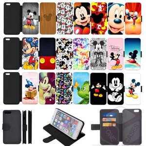 Custodia a portafoglio con cerniera ispirata a Topolino Disney compatibile con Apple iPhone, Google Pixel, Samsung Galaxy (S3)