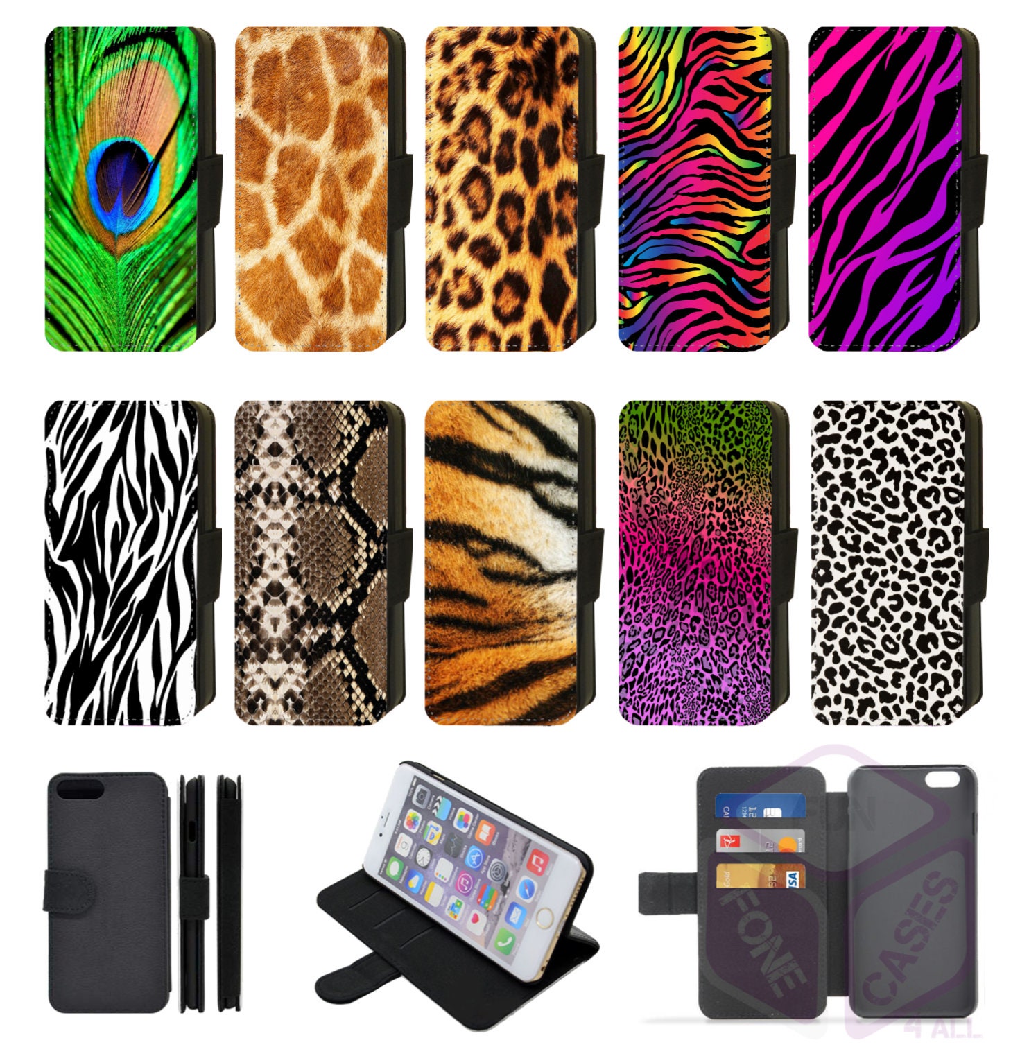 1pc Snake Pattern Folding Phone Case With Shoulder Strap