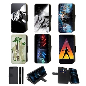 Dark Vador Storm Trooper, Han solo, Étui de téléphone à rabat/portefeuille imprimé inspiré de Star Wars pour Apple iPhone, Google Pixel, Samsung Galaxy (S2)