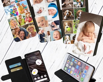 Personalised Photo Flip Wallet Phone Case Cover for iPhone/Pixel/Google Custom Collage Gift