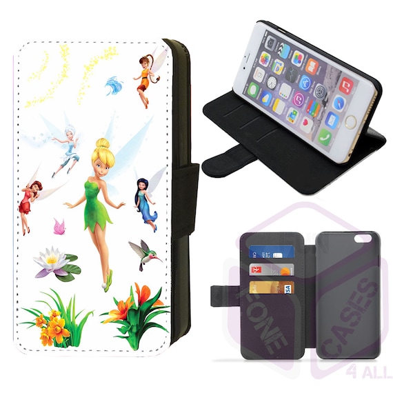 Tinkerbell Fairy Disney Inspired Flip Phone Case Wallet iPhone 5 6 7 8 X Xs  XR Max 11 12 13 14 15 Pro Max Galaxy S7 S23 Plus S1 