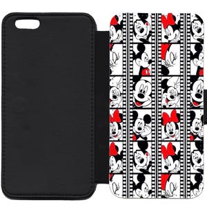 Custodia a portafoglio con cerniera per telefono cellulare ispirata a Disney, Minnie Mouse e Topolino, compatibile con Apple iPhone, Google Pixel, Samsung Galaxy (B