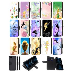 Funda tipo cartera o abatible inspirada en el Hada Campanilla de Disney para todos los iPhone de Apple, Google Pixel y Samsung Galaxy (S1).