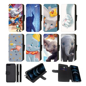 Funda tipo cartera para teléfono con tapa inspirada en Disney de Dumbo el elefante compatible con Apple iPhone, Google Pixel, Samsung Galaxy (S1