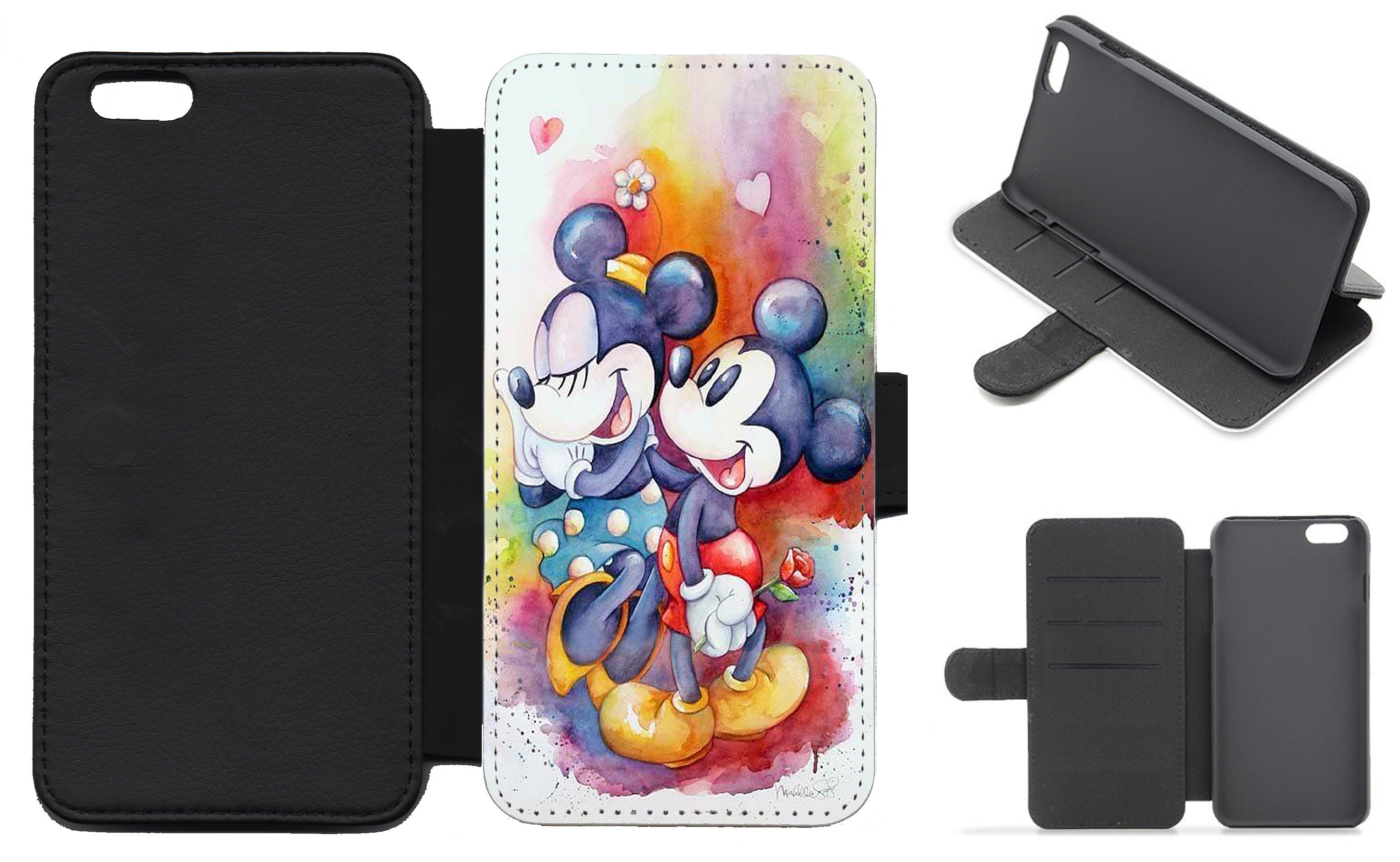  redecarie for iPhone 14 Case,Minnie Mickey Mouse 3D Cute  Cartoon Soft Silicone PU Leather Wallet Card Holder Lanyard Women Girls  Kids Case Cover for iPhone 14 6.1 inch,Black : Cell Phones