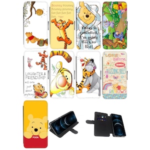 Custodia a portafoglio/a libro Winnie The Pooh, Tigro, Ih-Oh, Pimpi, Miele per Samsung Galaxy S8, S9, S10, S20, S21, S22, S23, S24 FE Plus Ultra (S2)