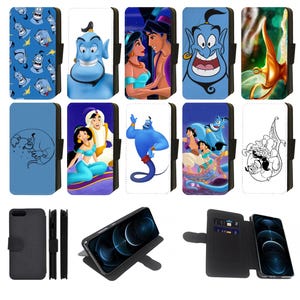 Funda tipo cartera para teléfono de la Princesa Jazmín de Aladdin: Diseño de lámpara mágica