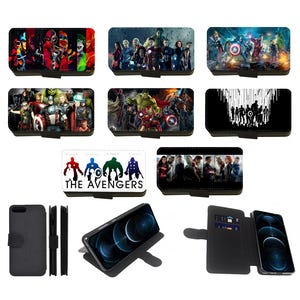 Iron Man Captain America Superheroes Avengers Inspired Printed Flip\Wallet-telefoonhoesje voor Apple iPhone, Google Pixel, Samsung Galaxy (S1)