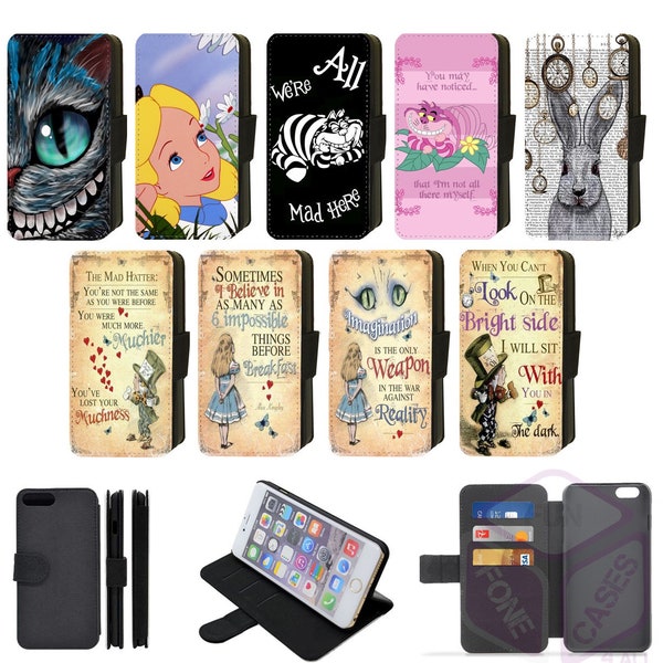 Alice in Wonderland Mad Hatter Flip/Wallet Phone Case compatible with Apple iPhone, Google Pixel, Samsung Galaxy (S1)