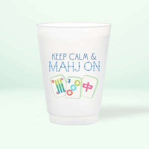 Mahjong Frosted Cups | Keep Calm & Mahj On | Plastic Cups
