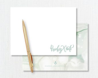 Marble Stationery, Shades of Green Personalized Notecards, Personalized Gifts, Mother's Day Gift