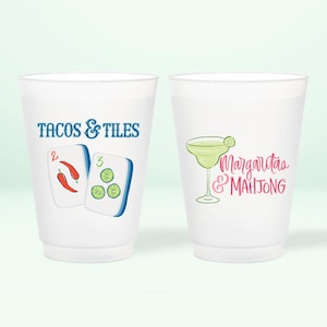 Cinco De Mayo Mahjong Frosted Cups | Margs and Mahj | Tacos and Tiles Plastic Cups