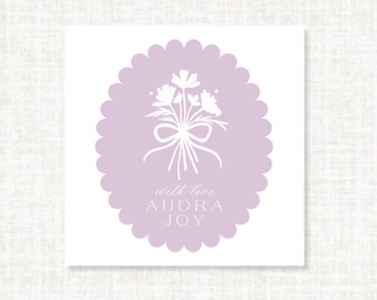 Custom Floral Enclosure Card, Personalized Gifts, Mothers Day Gifts, Gift Tag