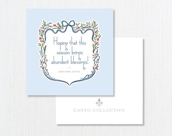 Custom Floral Crest Enclosure Card, Personalized Gifts, Mothers Day Gifts, Gift Tag