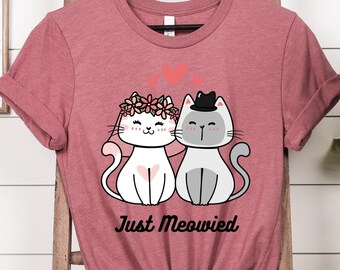ニャーニャーされたばかりの T シャツ、ニャーニャーされたシャツ、猫の花嫁シャツ、ニャーニャーされた、猫の花嫁ベール T シャツ、ニャーニャーされたい、猫の花嫁シャツ、猫の結婚式